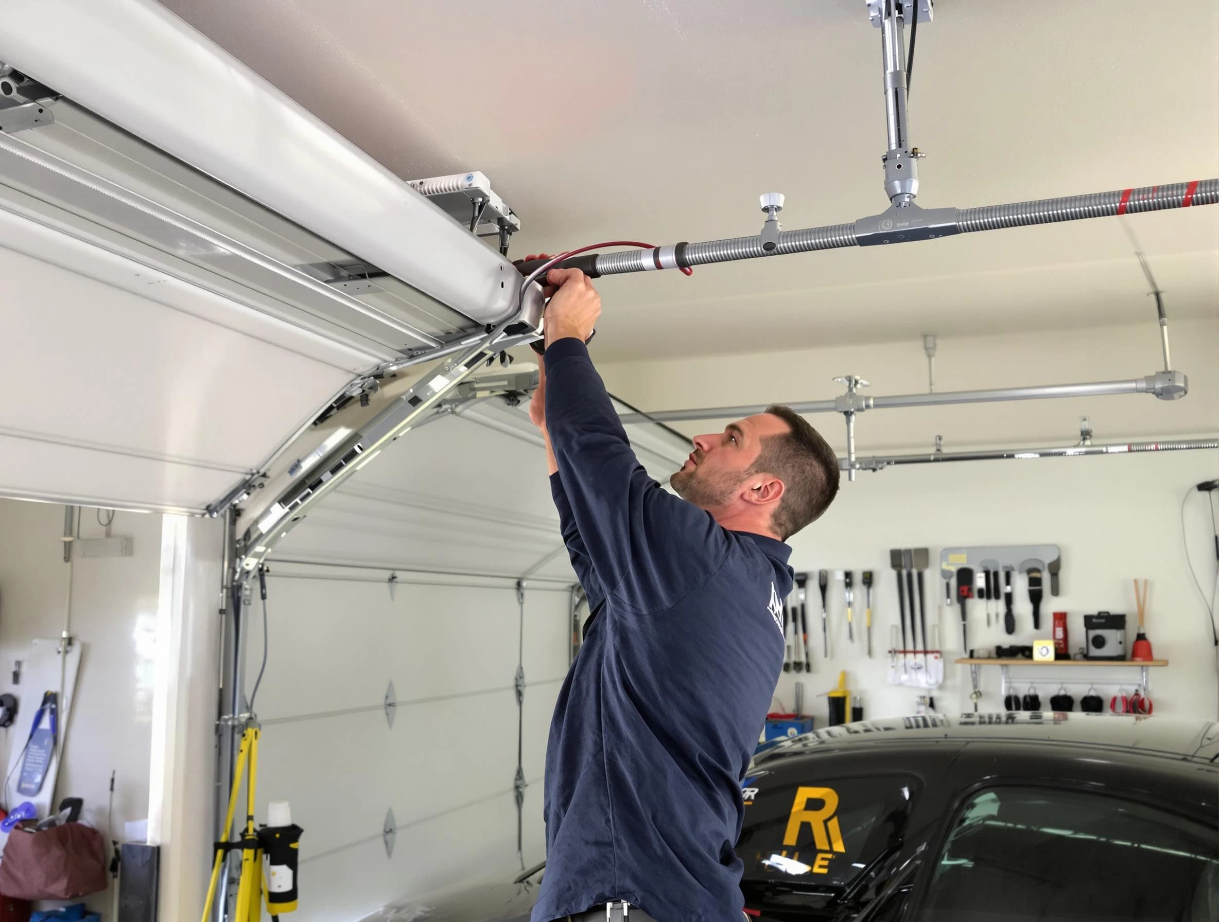 Enon Garage Door Repair technician performing garage door cable repair in Enon