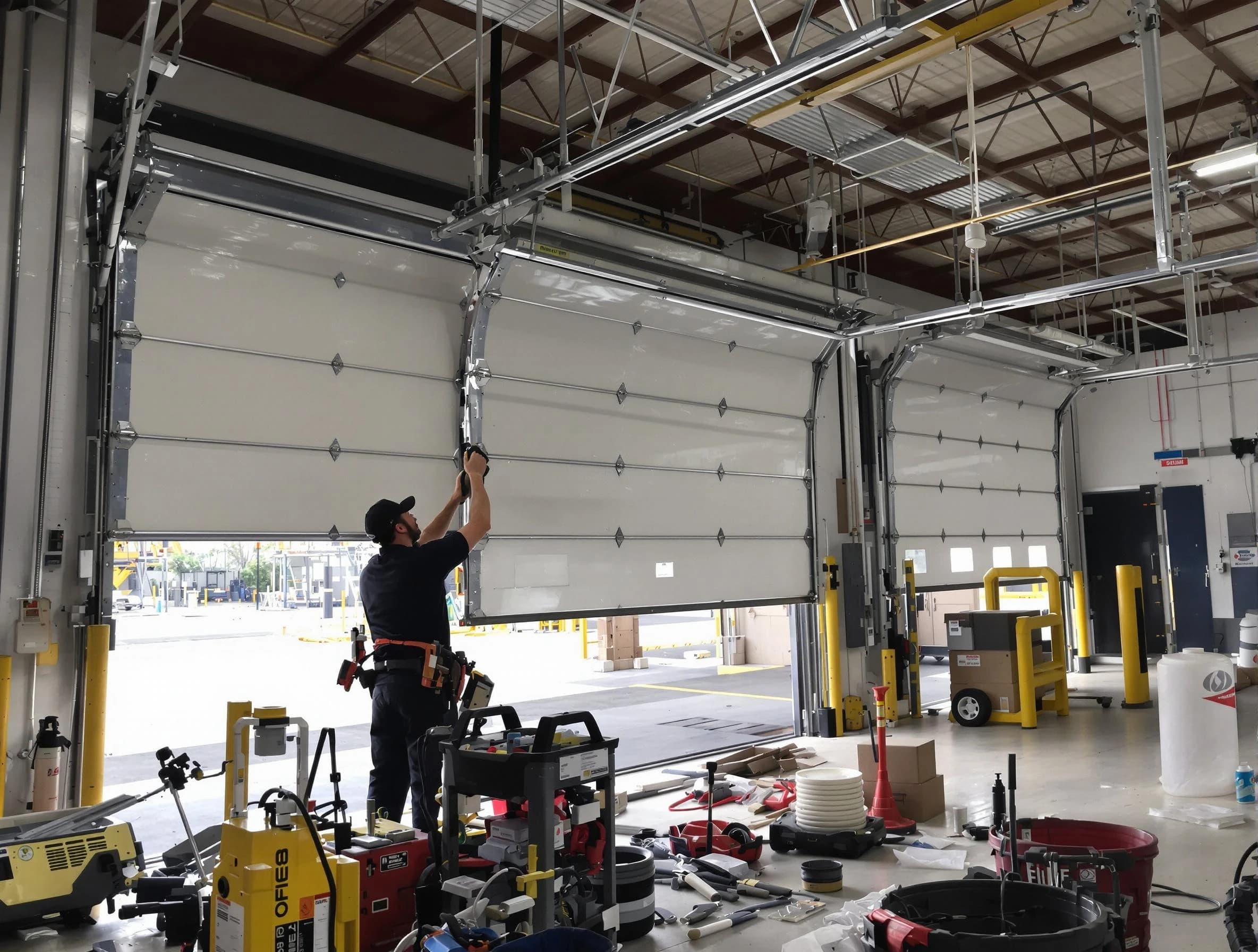 Enon Garage Door Repair technician performing commercial garage door repair in Enon