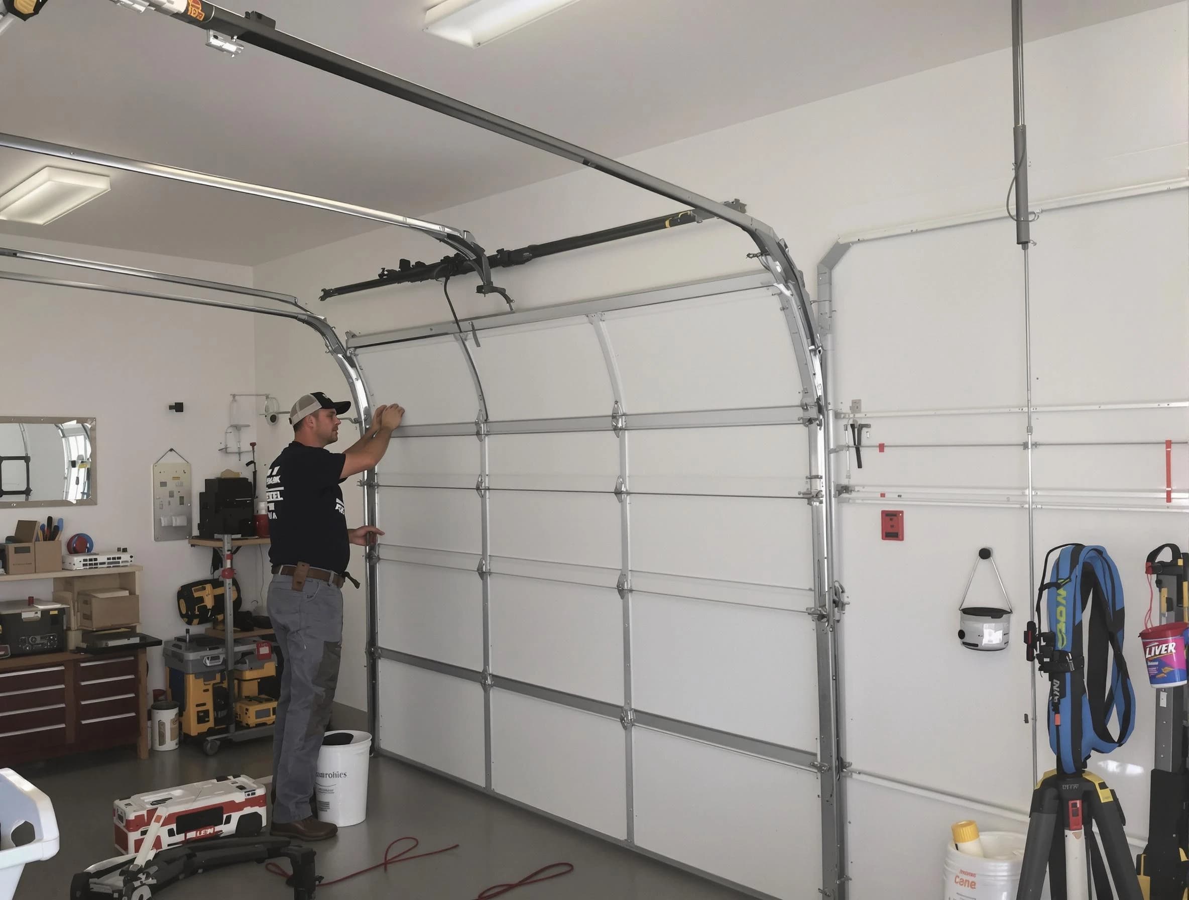 Enon Garage Door Repair team installing new garage door in Enon