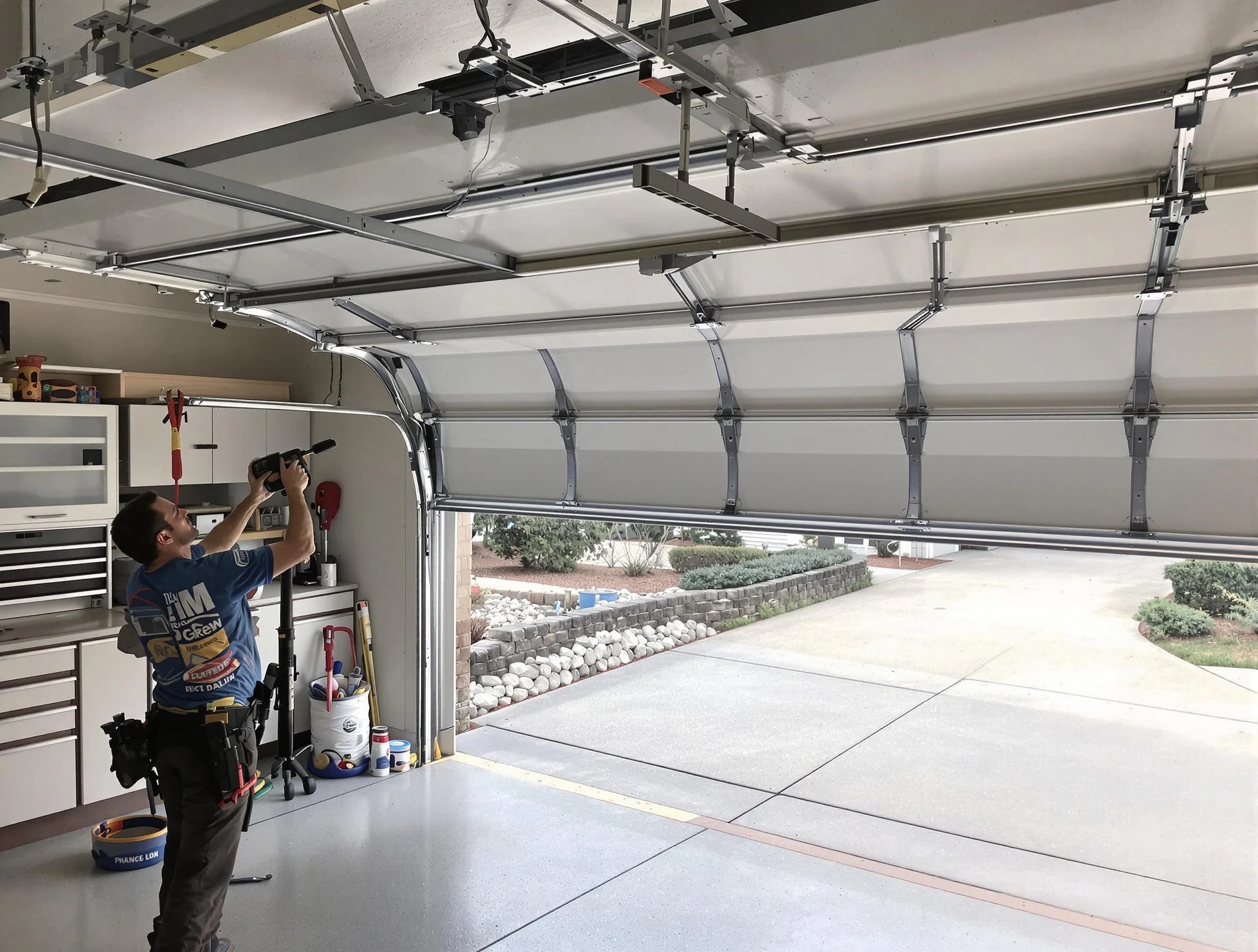 Garage door track repair service by Enon Garage Door Repair in Enon