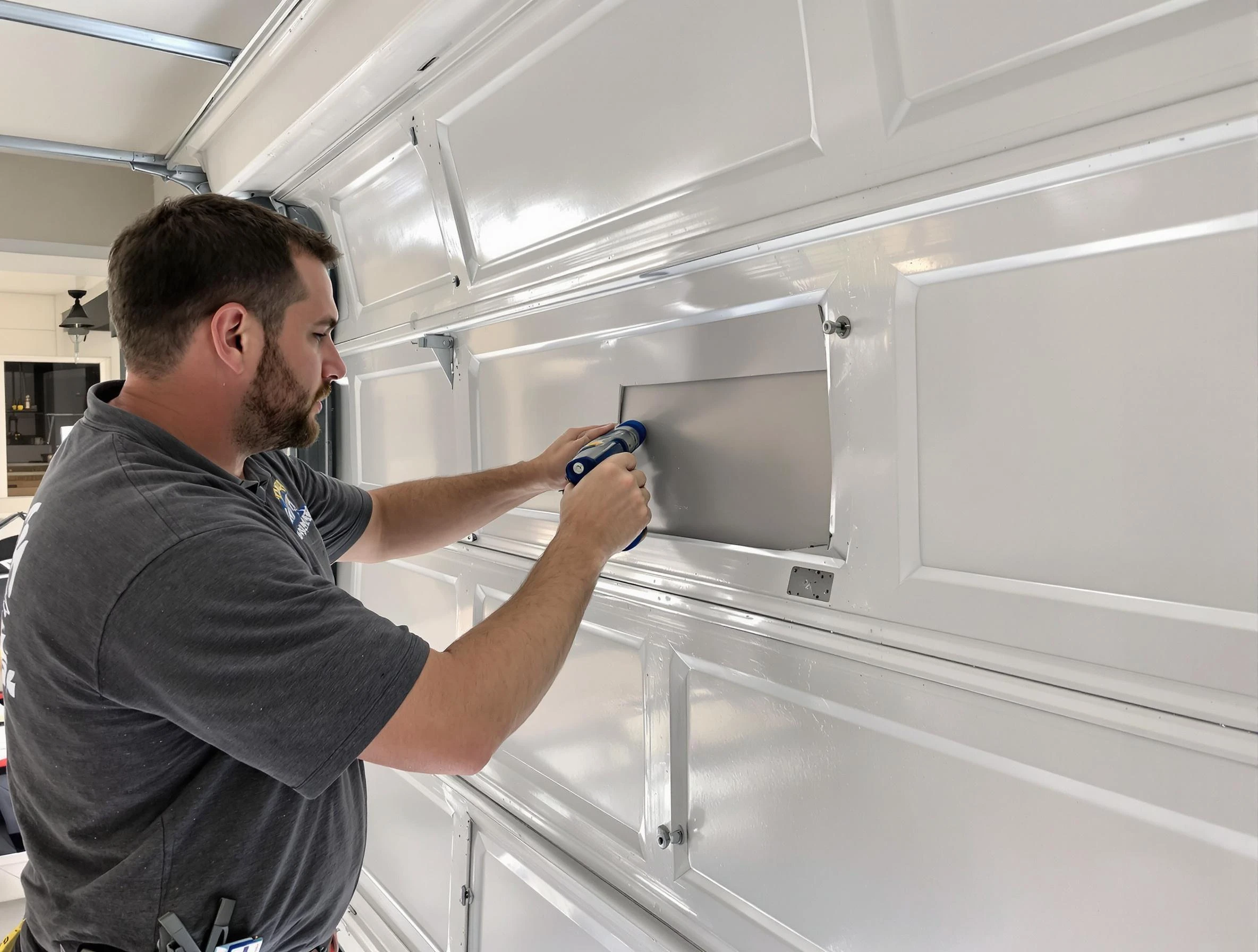 Garage door panel repair by Enon Garage Door Repair in Enon